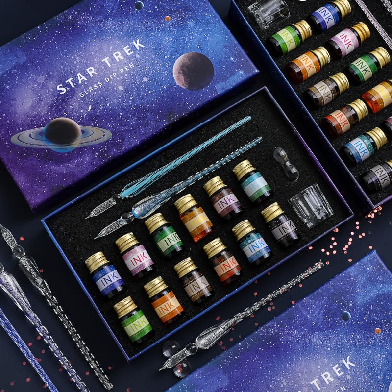 Amazon | ガラスペン セット インク12色・ペン2本 グラデーション 筆